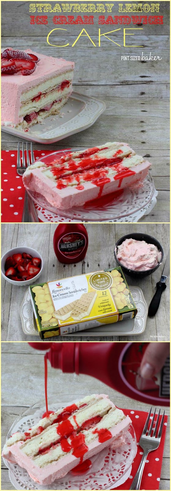 This Strawberry Lemon Ice Cream Sandwich Cake is easy to make and so delicious! The kids can whip it up quickly while you prepare the BBQ