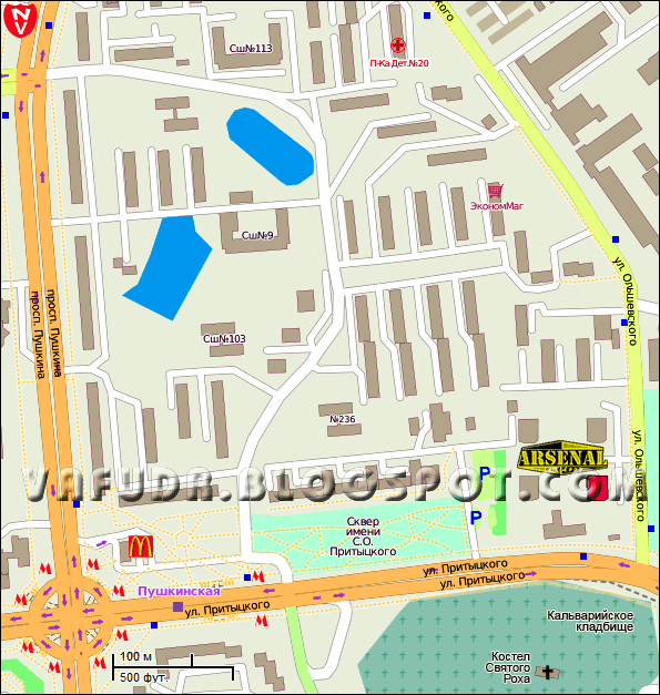 Карта с магазином Арсенал в Минске