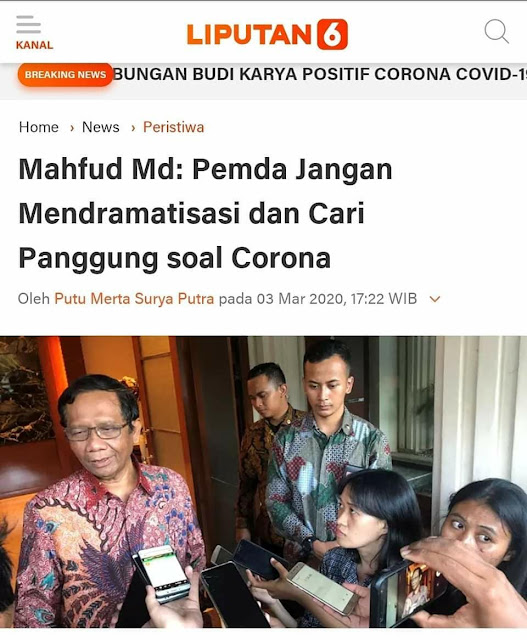 Mahfud MD Corona Mahfud MD Corona