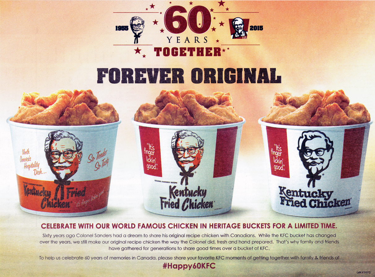 Kentucky Fried Chicken 60 years heritage buckets