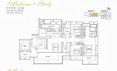 Lincoln Suites 3 bedroom + Study Floor Plan