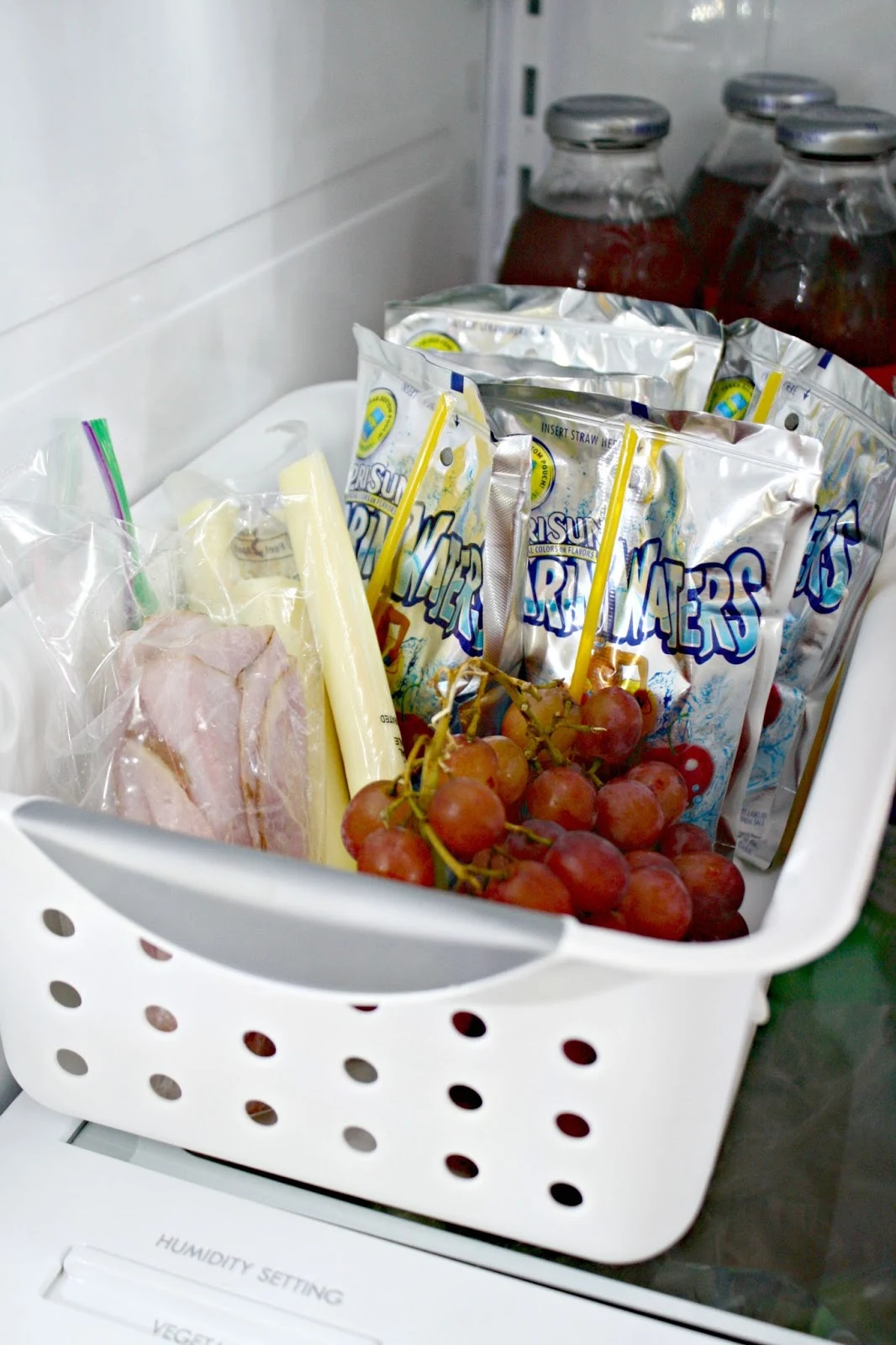 lunch basket in fridge