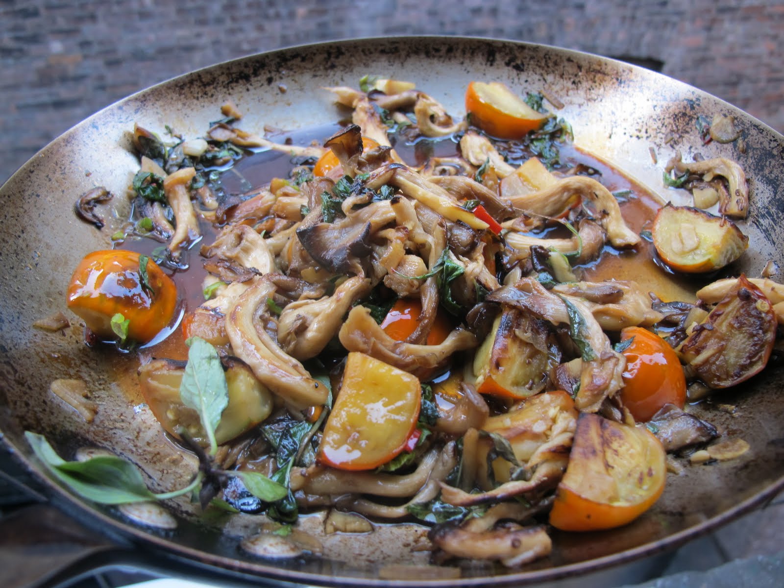 Fungi Ideas Thai Oyster Mushrooms and Eggplant