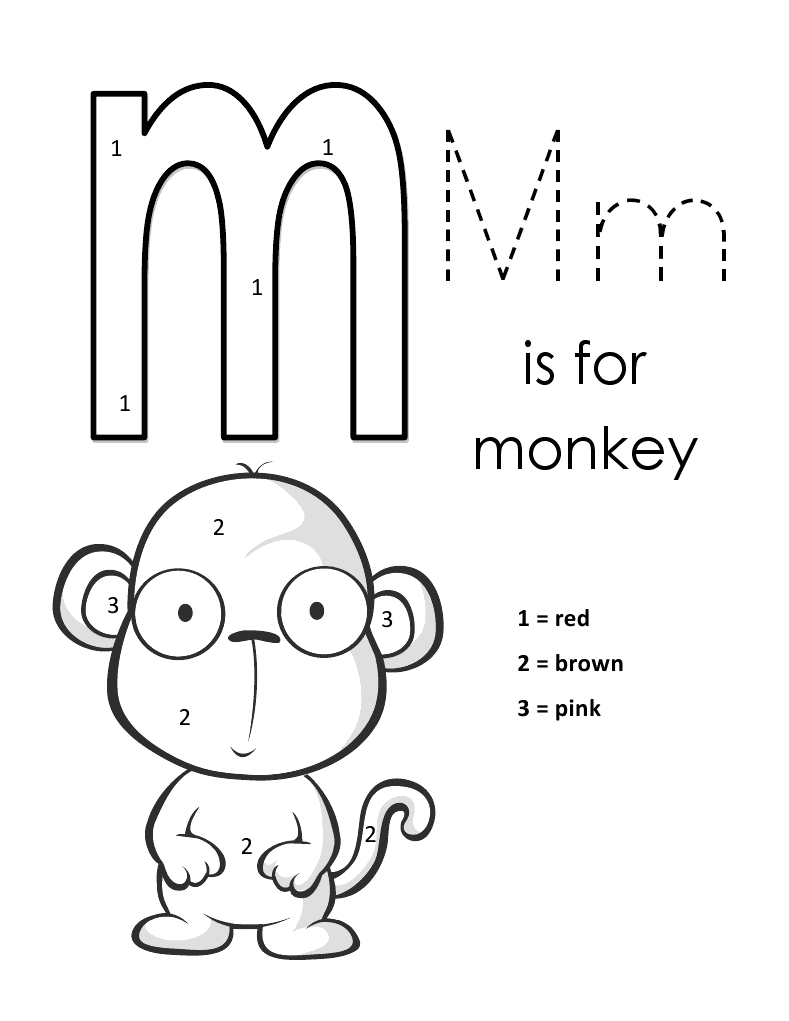 Kids Page: Alphabet Letter M lowercase Coloring Pages