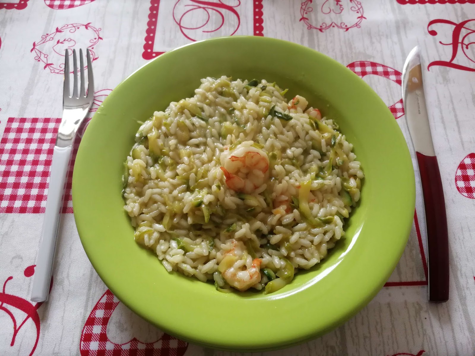 Risotto ai Gamberetti e Zucchine chiare tritate