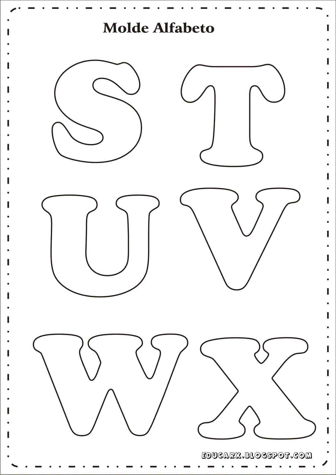 Modelo de letras para cartaz s t u v w x