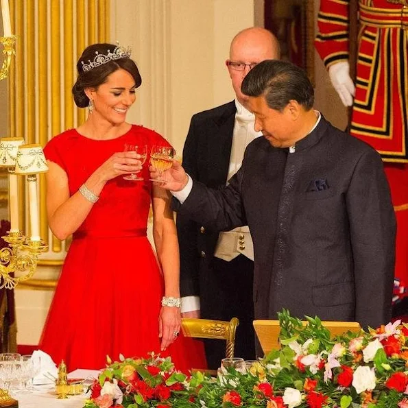 The Duchess of Cambridge attend her first state banquet at Buckingham Palace