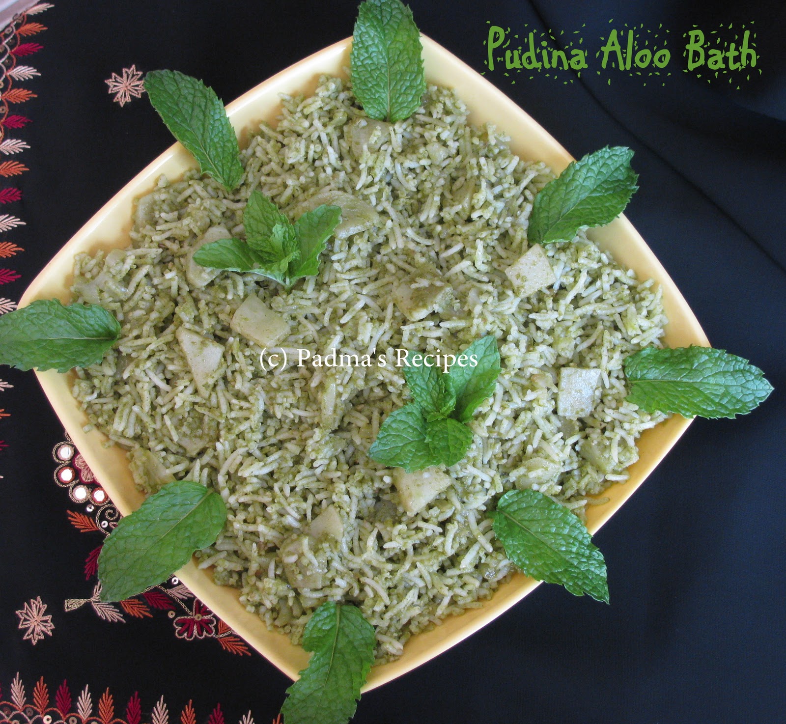 Padma's Recipes PUDINA ALOO BATH / MINT PALAV