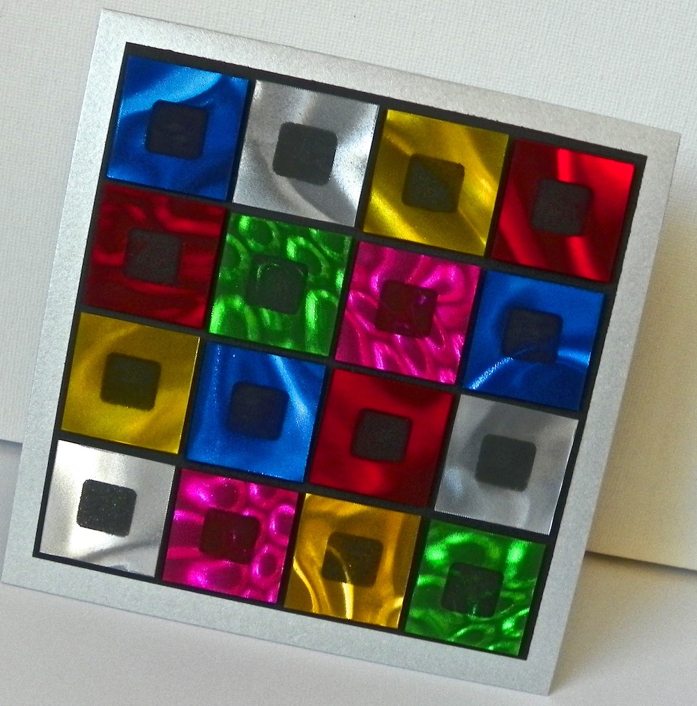 Mosaic tiles on greeting cards with Rowlux Illusion Film plus a blog