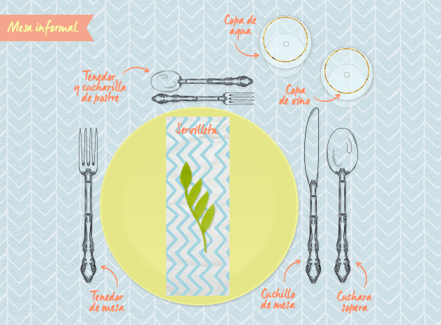Disposición de una mesa informal
