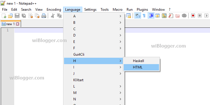 belajar html - atur bahasa notepad