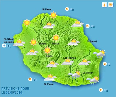 Prévisions météo Réunion pour le Vendredi 02/05/14