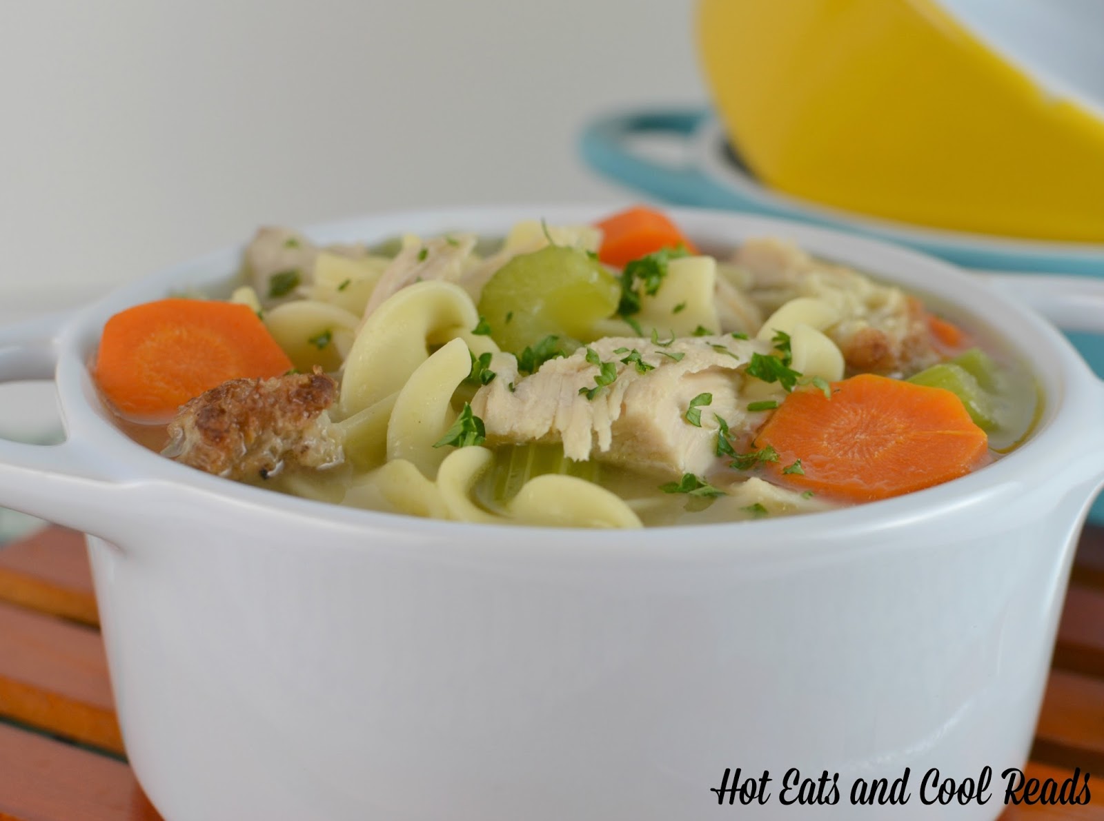 Hot Eats and Cool Reads Roasted Turkey and Stuffing Noodle Soup Recipe