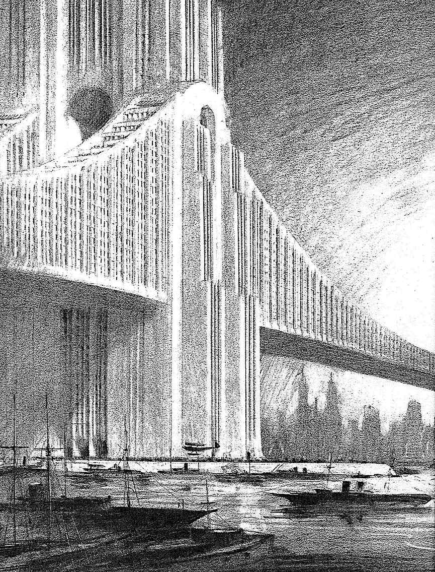 Hugh Ferriss a Hugh Ferriss architectural fantasy of a giant bridge