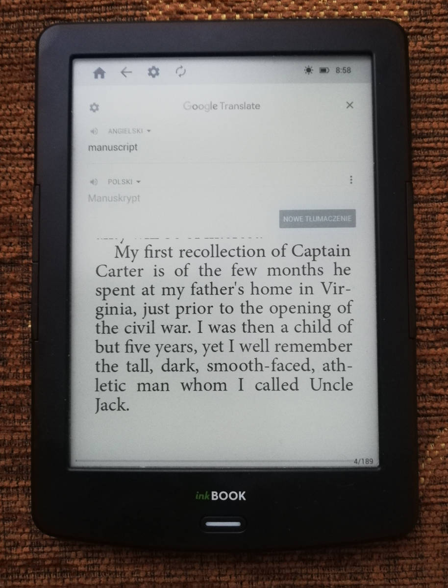 InkBOOK LUMOS i aplikacja Google Translate