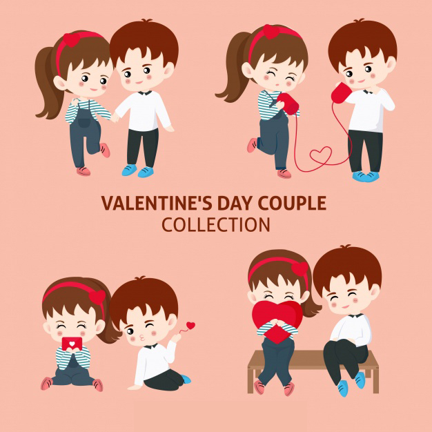 Valentine's day couple collection Free Vector