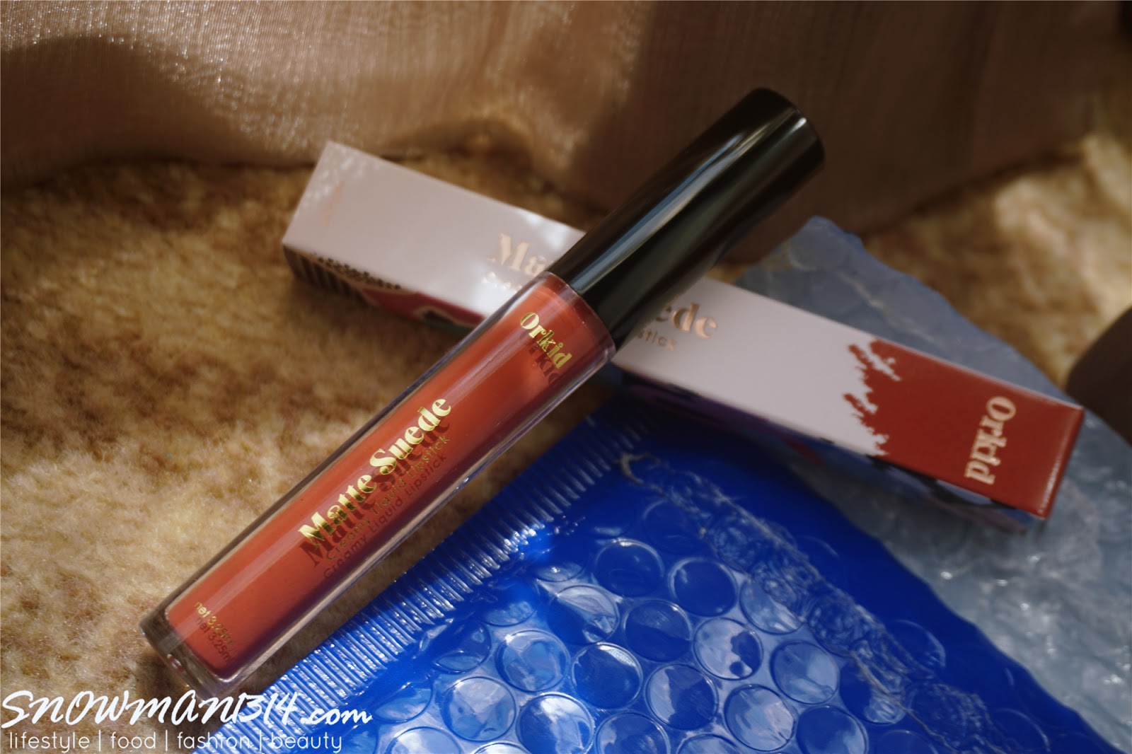 Vegan Halal Matte Suede Liquid Lipstick from Orkid Cosmetics Snowman