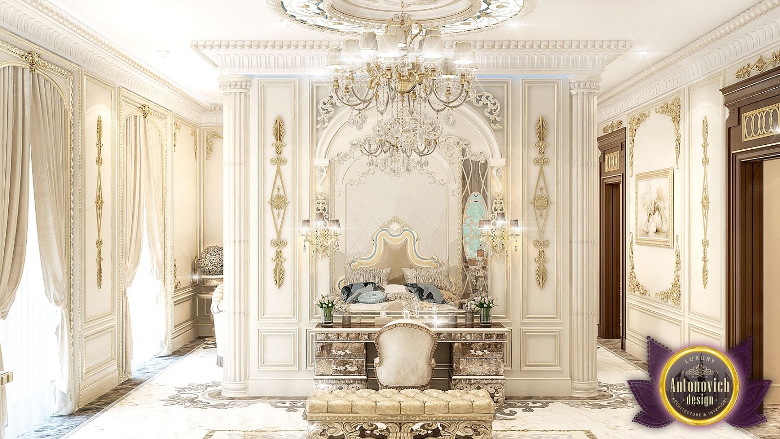 luxurious arabic style bedroom nigeiradesign: Luxury Royal Arabic Master Bedroom of Luxury Antonovich Design