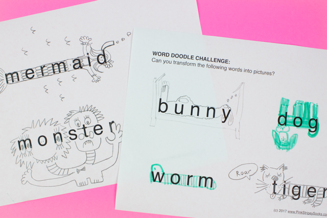 Christmas Word Doodle Art Challenges Free Printable Included