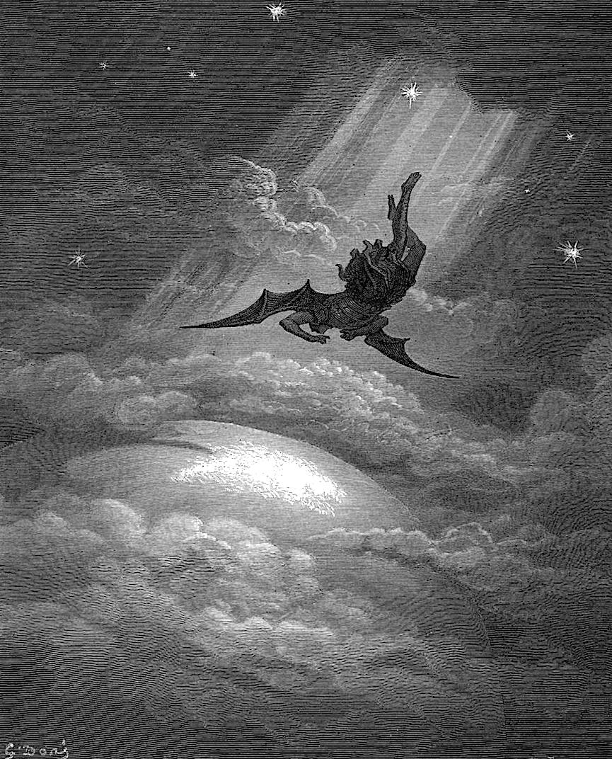 Gustave Dore a Gustave Dore illustration, dark angel falling to Earth