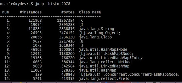 jmap histo option jmap histogram generation option