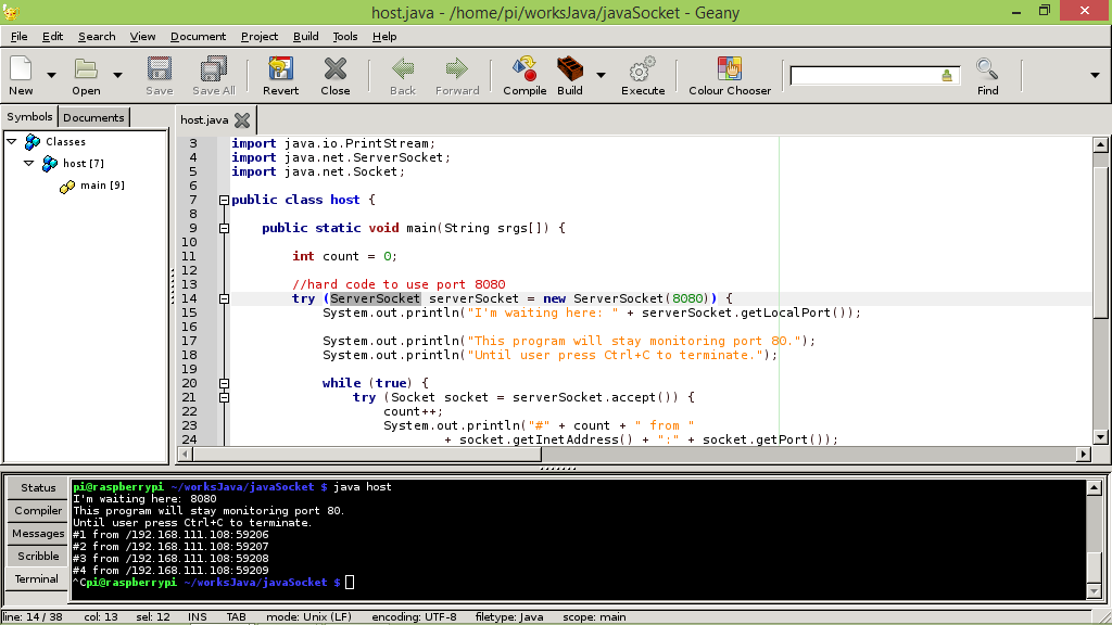 Hello Raspberry Pi Java exercise Client and Server example II