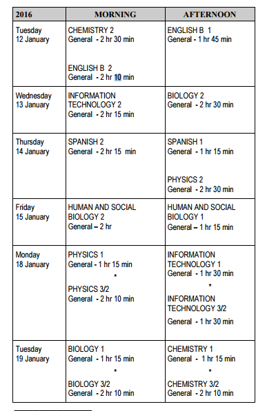 Cxc timetable 2021 image