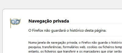 navegação privada anónima firefox
