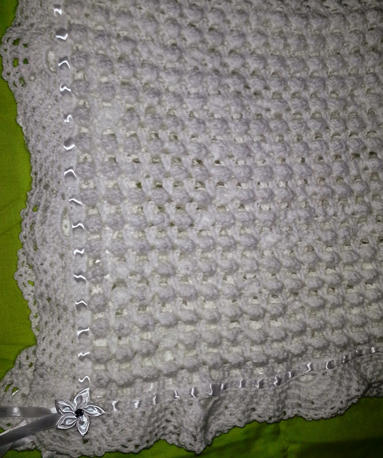 Couvre-lit Bébé En Crochet – Couverture Berceau 100% Coton – Rayures Rose Bleu Jaune