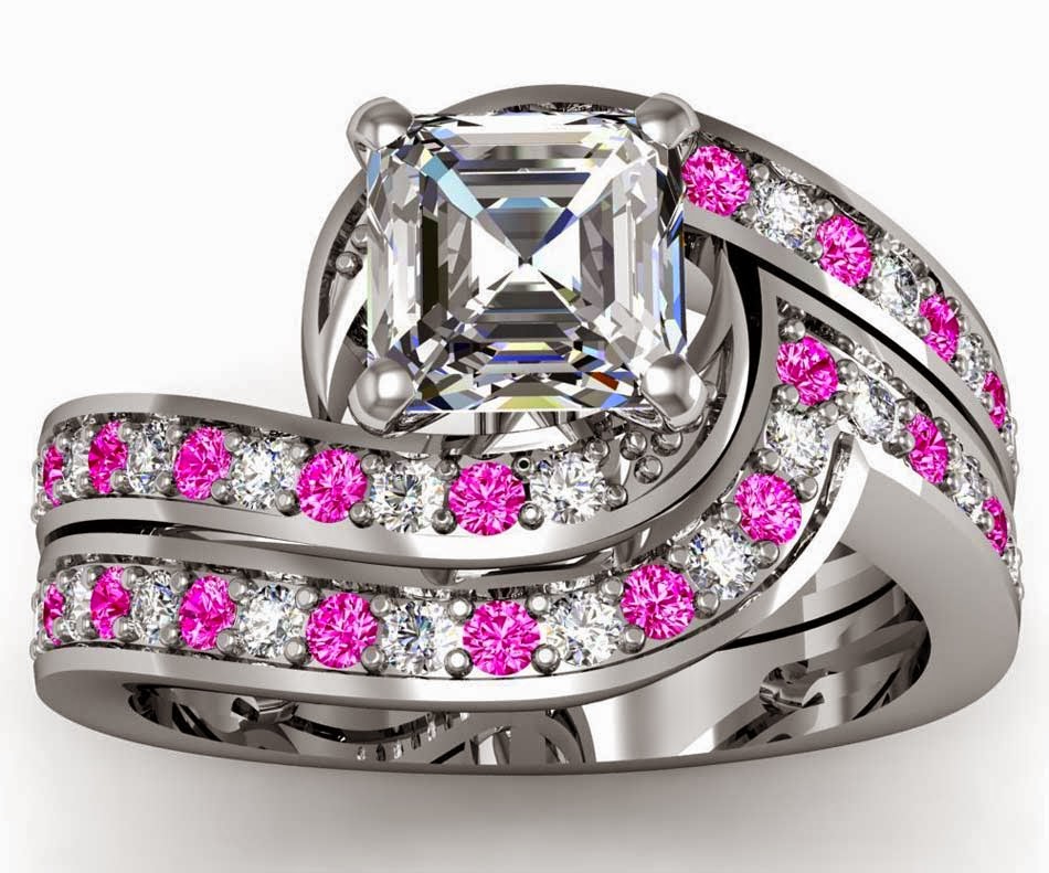 Unique Shaped Wedding Ring Sets with Diamond Design
