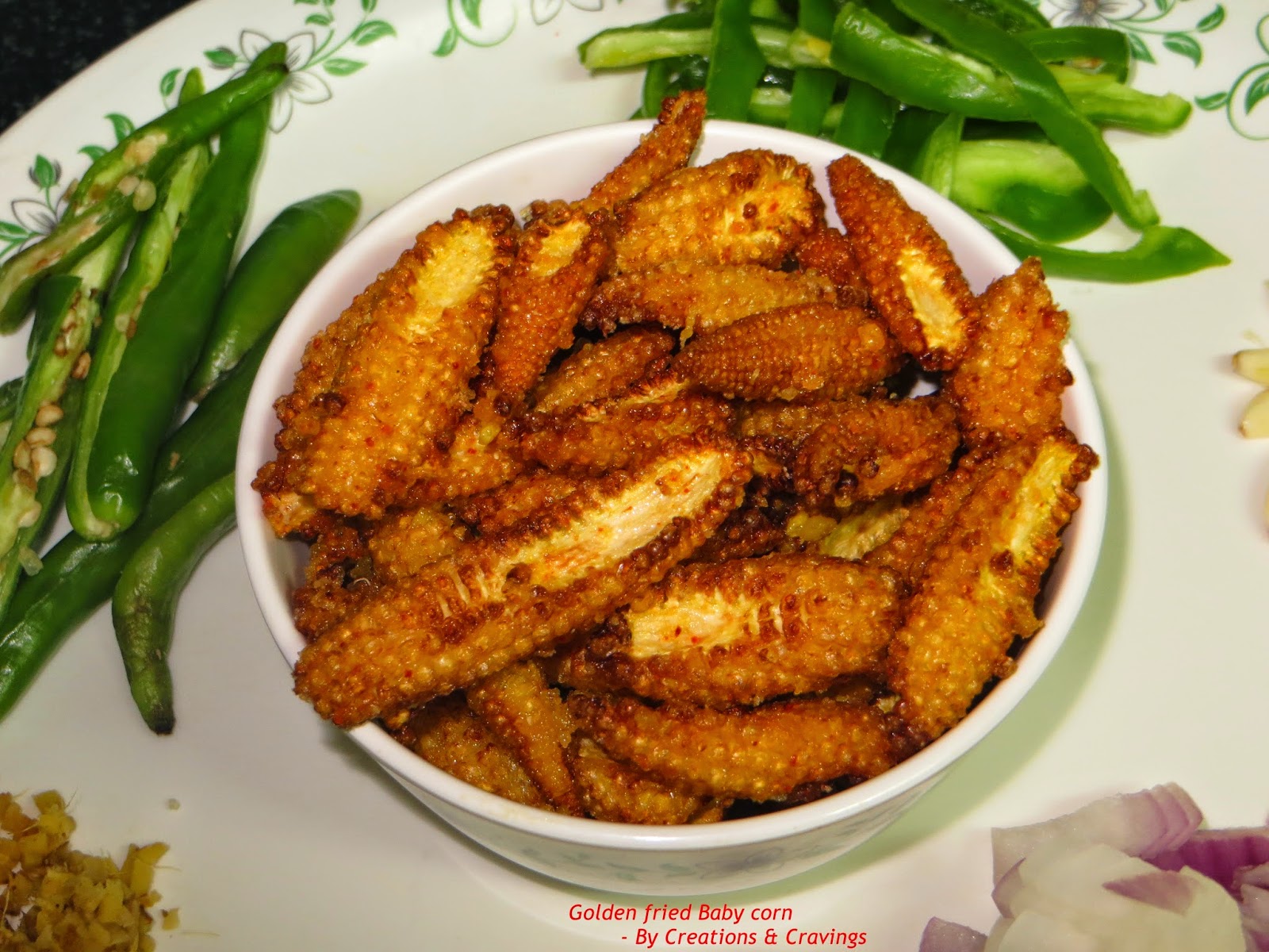 Creations & Cravings Baby Corn Chilli Fry