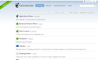 Screenshot of extensions.gnome.org