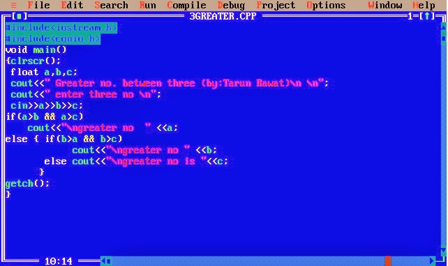 C programming greater between three numbers 