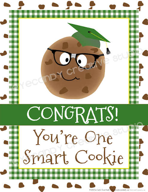 green one smart cookie, congrats grad, grad cap, green gingham