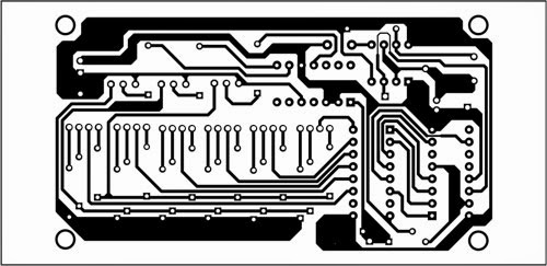  A single-side PCB layout in actual size for seven-colour LED lighting circuit