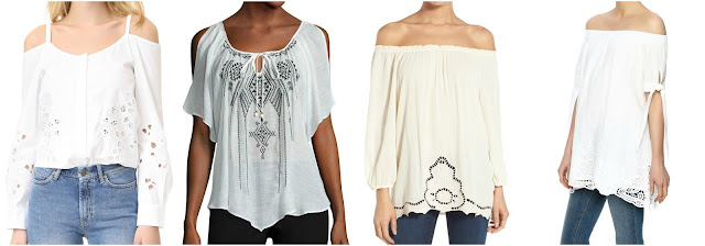 One of these off the shoulder tops is from SUNO for $395 and the other three are under $50. Can you guess which one is the designer top? Click the links below to see if you are correct!
