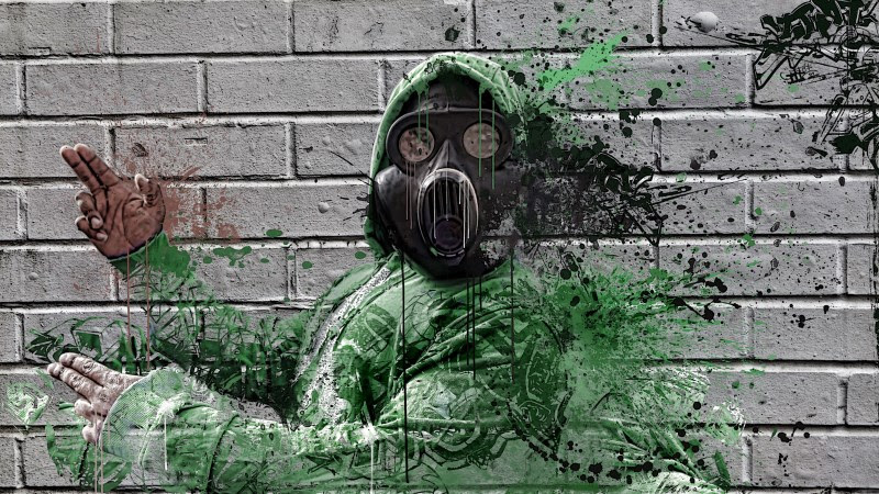 Graffiti with a Guy with Gas Mask