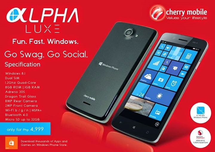 Cherry Mobile Alpha Luxe: Specs, Price and Availability