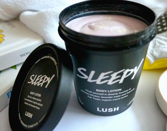 open tub of sleepy lotion from lush