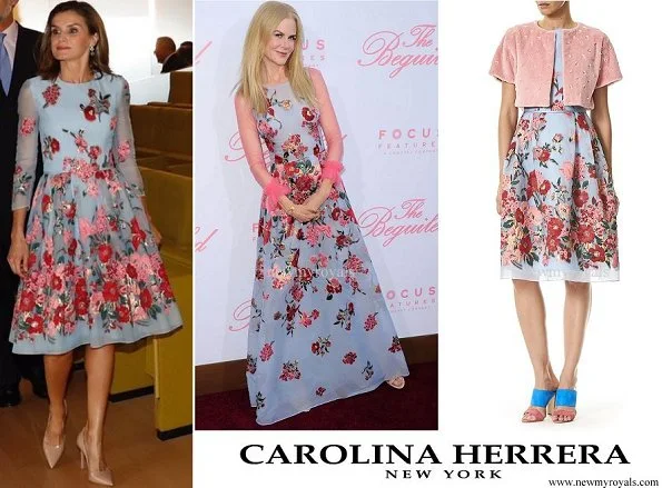 Letizia wears Delpozo dress, Angel Schlesser jumpsuit, Hugo Boss and Carolina Herrera, Spanish brands Zara and Mango