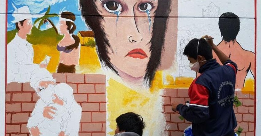 Escolares de colegios públicos de Lima pintan murales contra la trata de personas Escolares de colegios públicos de Lima pintan murales contra la trata de personas
