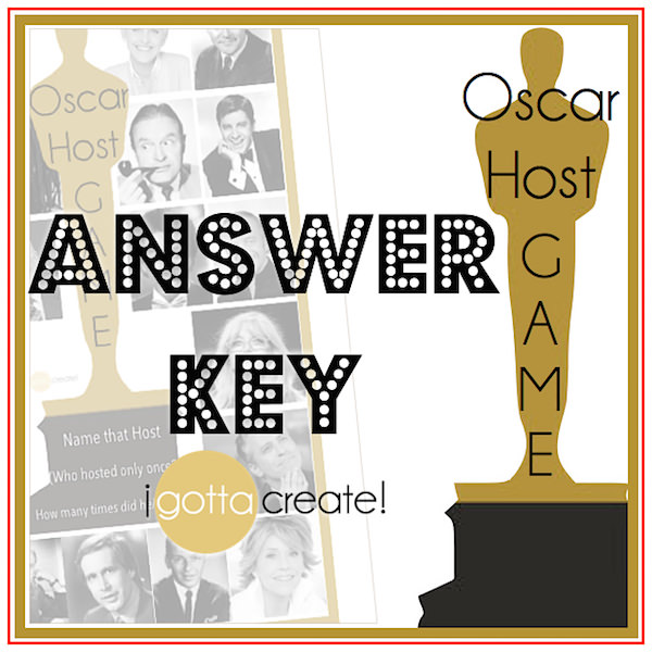 Name That Oscar Host! Here is the answer key to the printable game for your Academy Awards watch party from I Gotta Create!