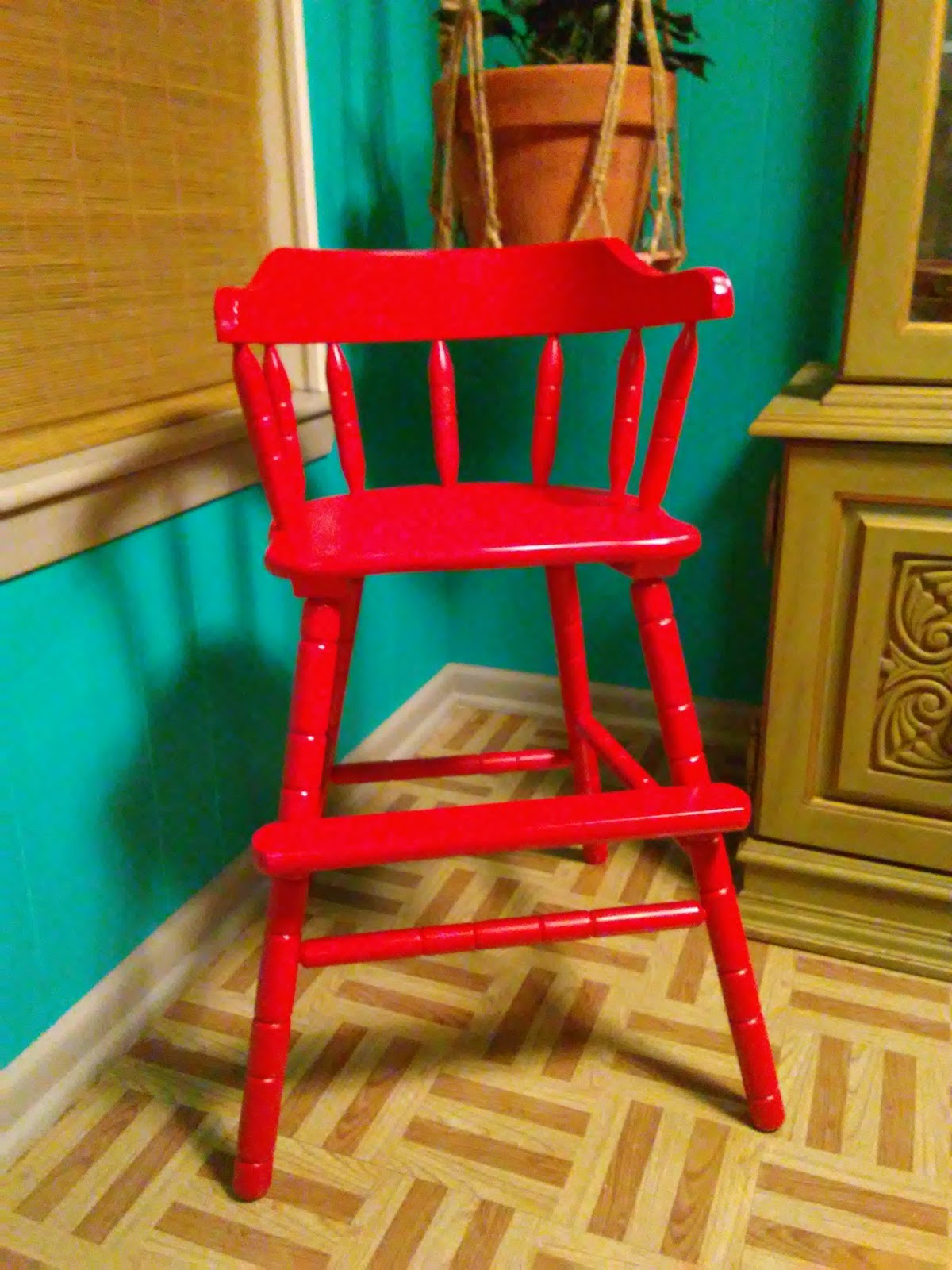 Lovely Litter Spray Painted Antique High Chair