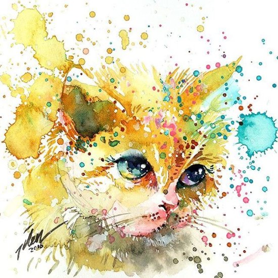 As coloridas aquarelas com pinturas de animais de Tilen Ti Tilen Ti pinturas aquarela colorida animais