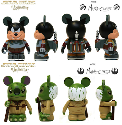 Star Wars x Disney Vinylmation Series - Pete as Boba Fett & Stitch as Yoda