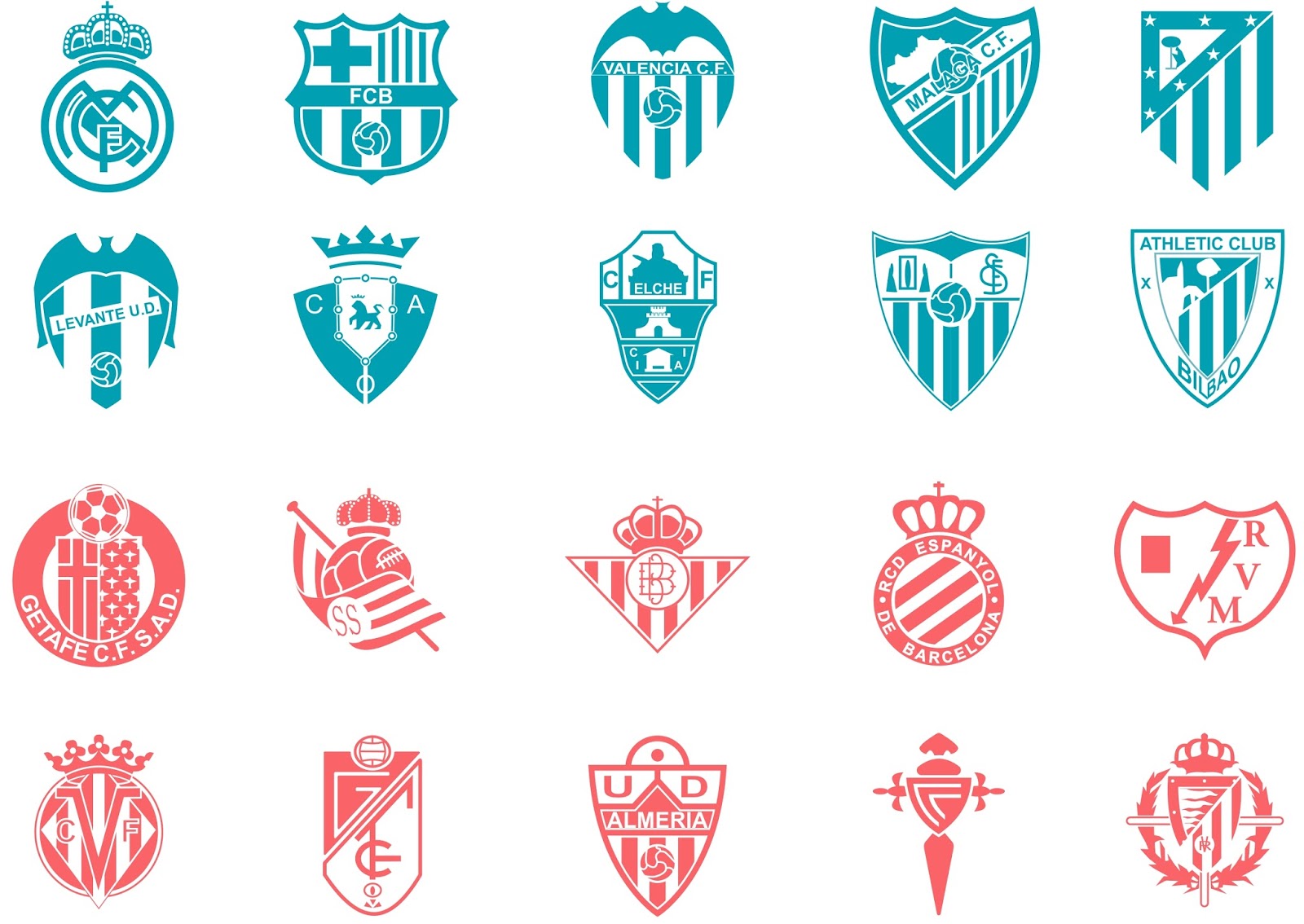 Mimic Estudio: Iconos de los 20 equipos de Liga española de Futbol. LFP iconos Escudos