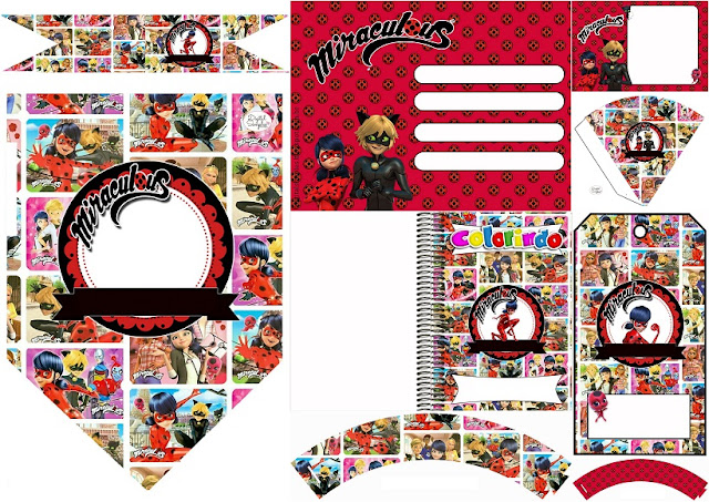 Dulces Imprimibles e Invitaciones para Imprimir Gratis para tus Fiestas de Prodigiosa Ladybug para hacer marcos para fotos gratis, rótulos,