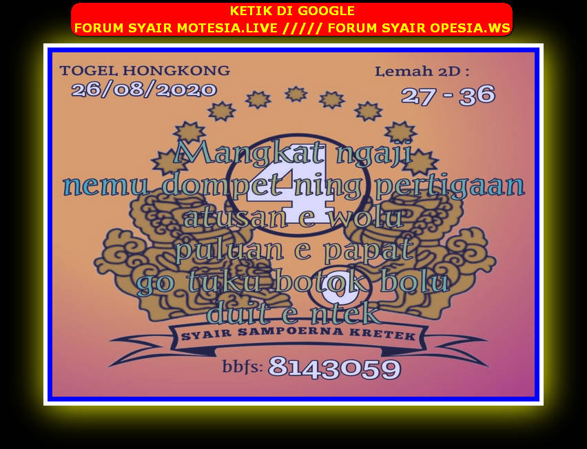 1 New Message Kode Syair Hongkong 26 Agustus 2020 Forum Syair Togel Hongkong Singapura Sydney