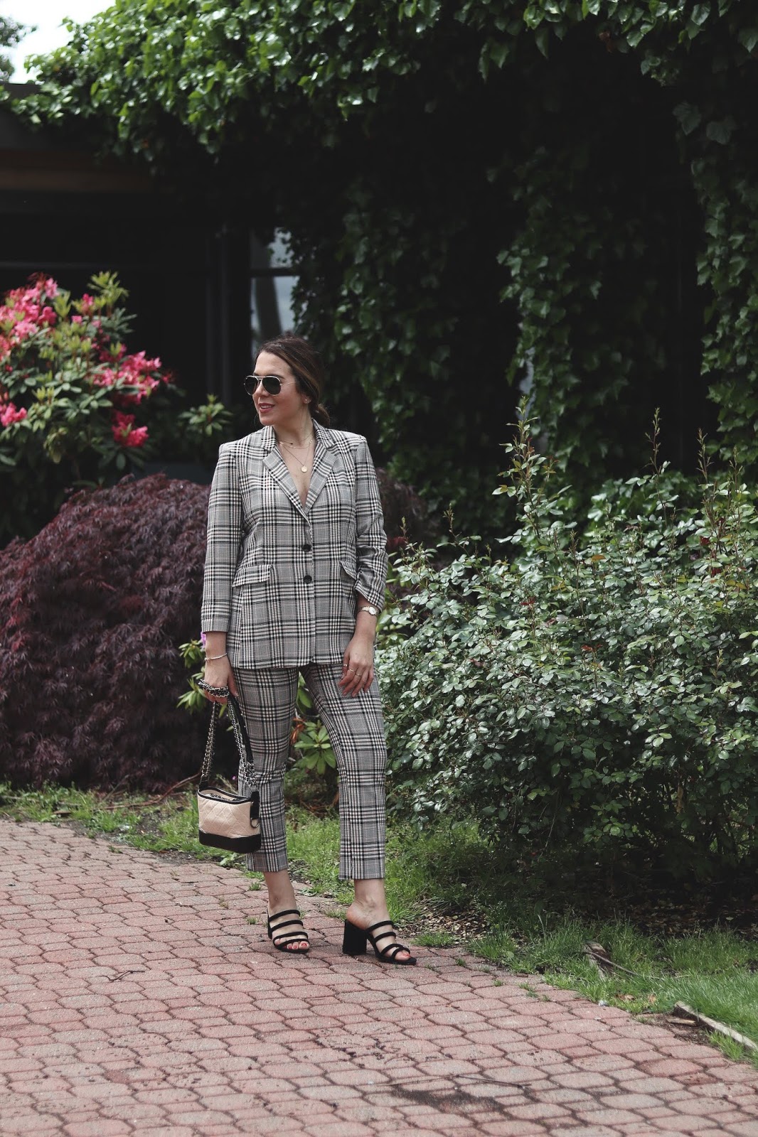 plaid suit outfit le chateau vancouver fashion blogger aleesha harris
