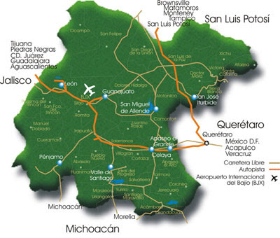 Map of Guanajuato City Area